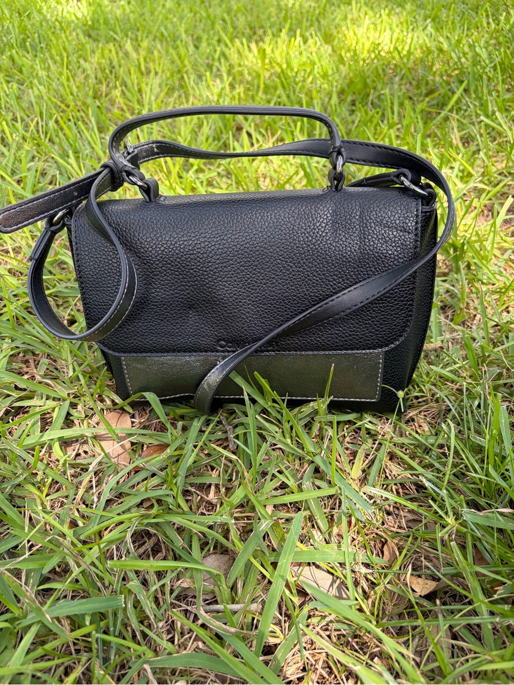 Calvin Klein Black Pebbled Leather Crossbody Bag